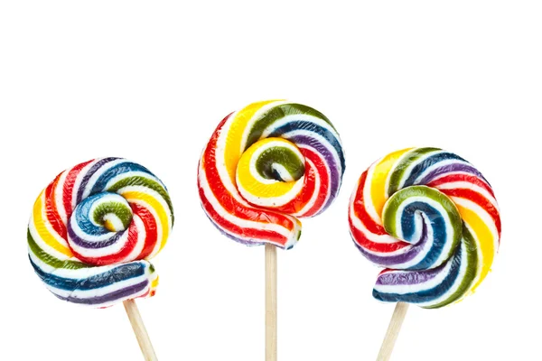Grupo de pirulito espiral colorido isolado no fundo branco — Fotografia de Stock