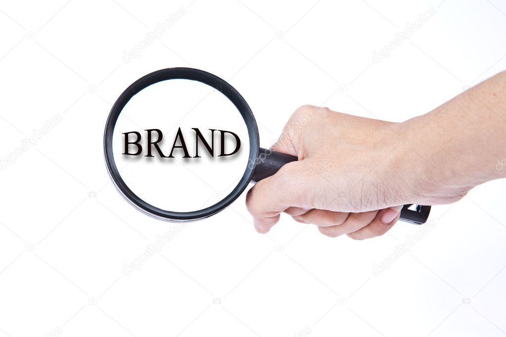 Searching word, brand by use magnifying glass