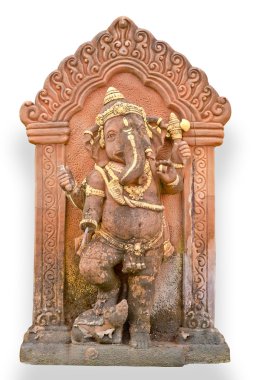 Old Hindu God Ganesh sculpture in Thailand temple clipart