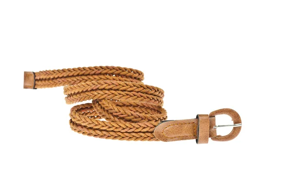 Cinturón de color marrón sobre fondo blanco — Foto de Stock