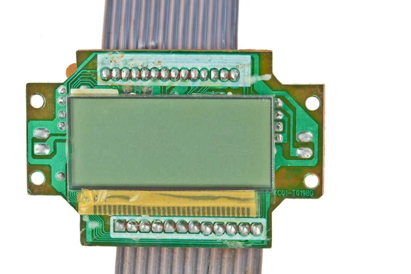Die Leiterplatte mit elektronischen Bauteilen Makrobackg — Stockfoto