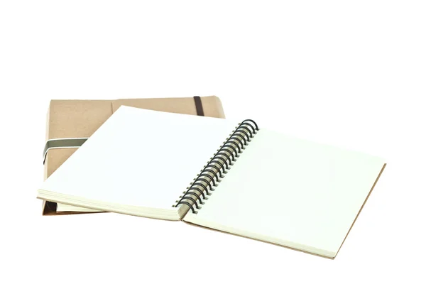 Isolado luz creme cor papel nota livro no livro marrom — Fotografia de Stock