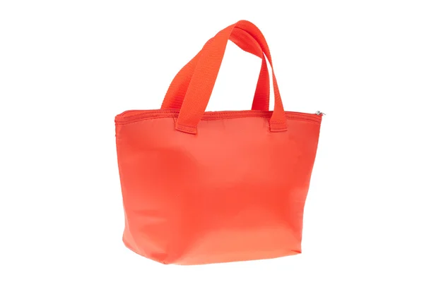 Πολύχρωμο κόκκινο βαμβάκι τσάντα σε άσπρο φόντο απομονωμένες. — Φωτογραφία Αρχείου