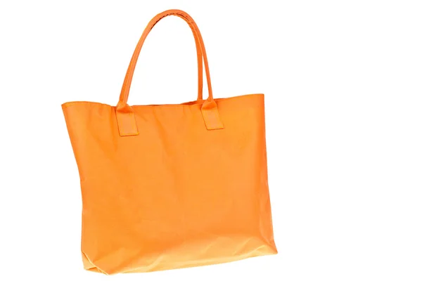 Kleurrijke oranje katoen tas op witte geïsoleerde achtergrond. — Stockfoto