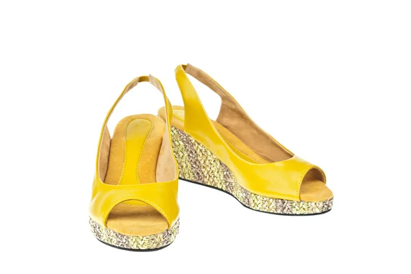 Žluté boty, platforma pro ženy — Stock fotografie