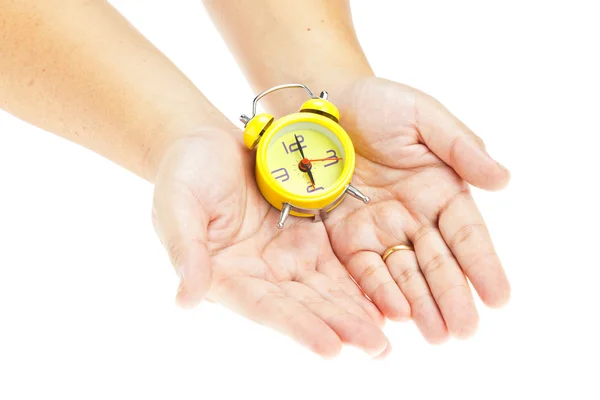 Clock on hand as time management concept — Stock Photo, Image