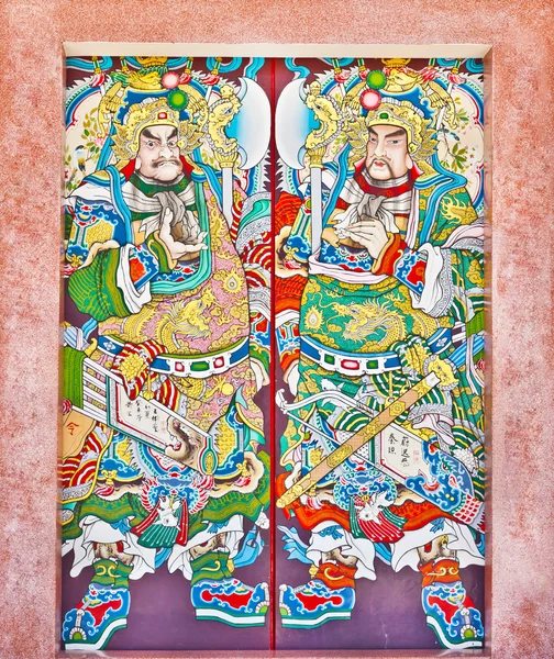 在泰国的华人庙宇寺门装饰 — 图库照片