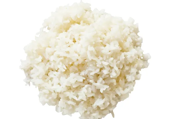 Comida tailandesa, arroz jasmim cozido isolado em fundo branco — Fotografia de Stock