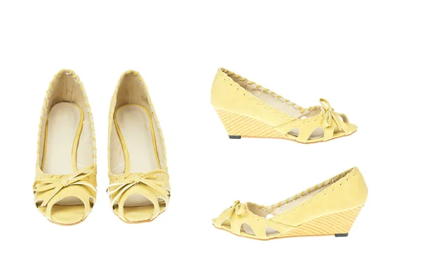 Žluté boty, platforma pro ženy — Stock fotografie
