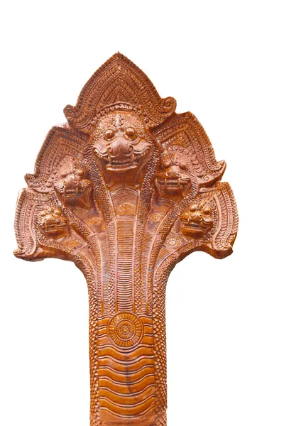 Naga huvud thailändska skulptur från glaserade plattor, i thailand temp — Stockfoto