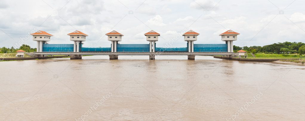 The water gate of BangPaKong River in Thailand