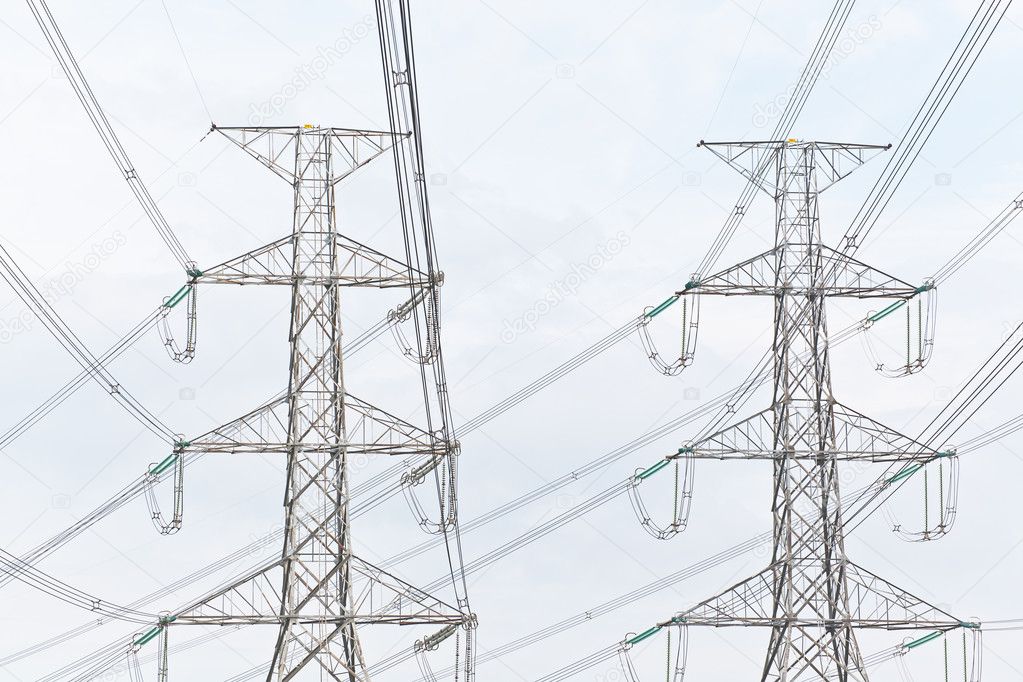 Electricity, twin High voltage power pole