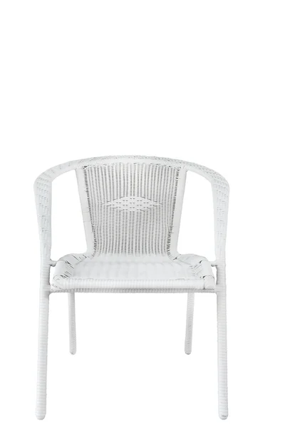Sedia, sedia bianca di vimini di plastica — Foto Stock
