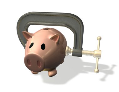 3d render piggy bank credit crunch clipart