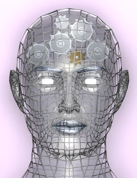 Ilustración de engranajes o engranajes en la cabeza humana — Foto de Stock