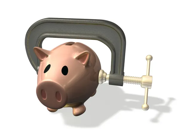 3D renderowania piggy bank kredytowy — Zdjęcie stockowe
