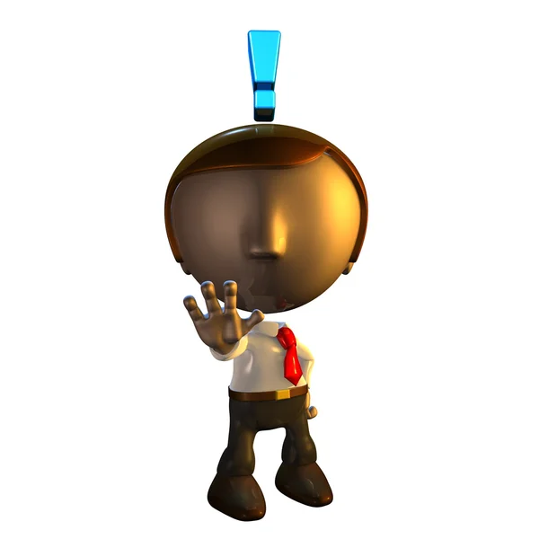 Ünlem işareti ile 3D iş adamı karakteri — Stok fotoğraf