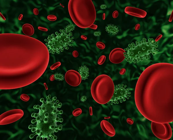 Virus and blood cells — Stock Photo, Image