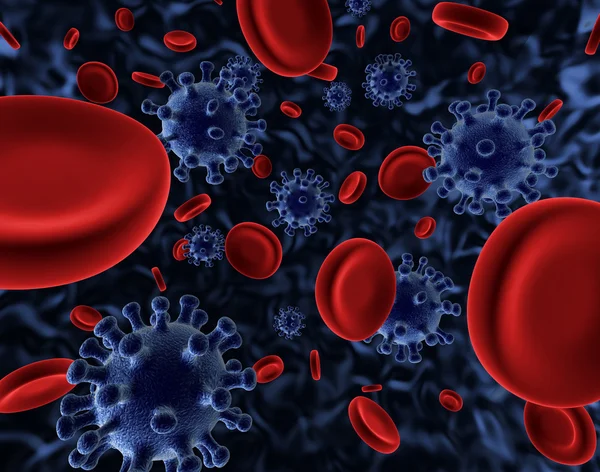 Virus y células sanguíneas — Foto de Stock