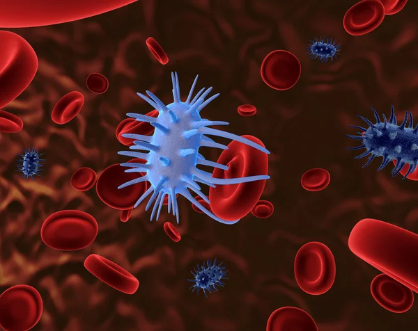 Вирус атакует клетки крови — стоковое фото