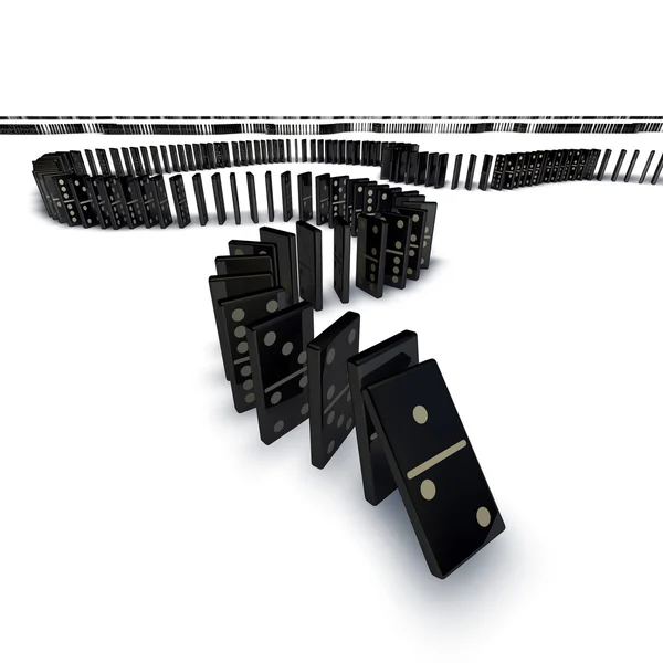 Line of dominoes falling — Stock Photo, Image
