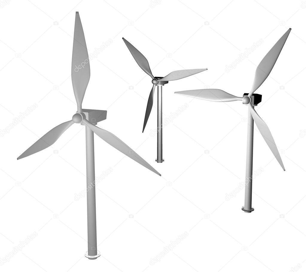 3d greyscale wind turbine