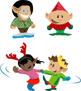christmas elves and pixies clipart