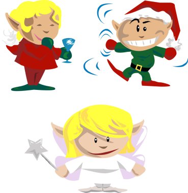 christmas elves and pixies clipart