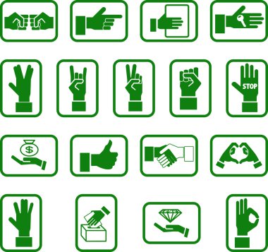 hands icon set clipart