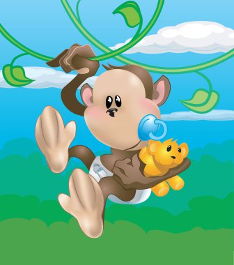 cute monkey illustration clipart