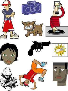 Vector urban motifs stencils clipart