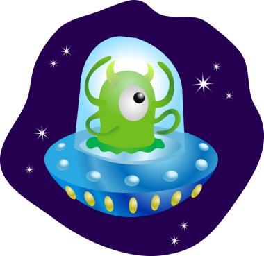 Alien in spaceship clipart