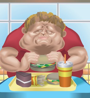 Fat man fast food clipart