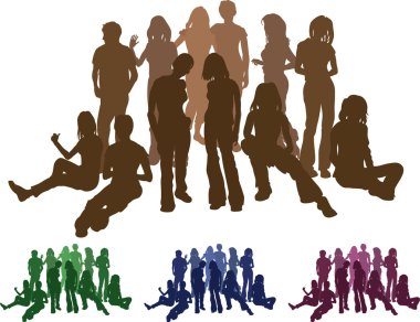 group of friends silhouette illustration clipart