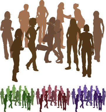 group of friends silhouette illustration clipart