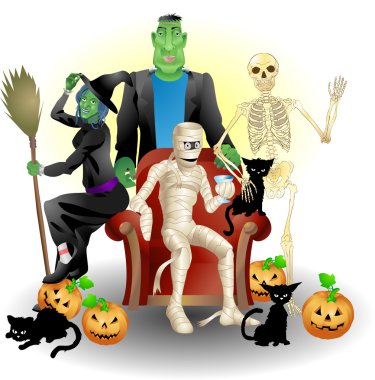 halloween group illustration clipart