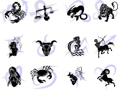 Twelve Horoscope Zodiac Star signs clipart