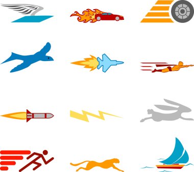 Conceptual icon set speedy and efficient clipart