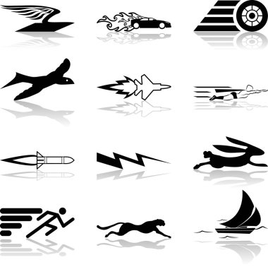 Conceptual icon set speedy and efficient clipart