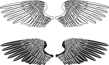 Black and White Wings clipart
