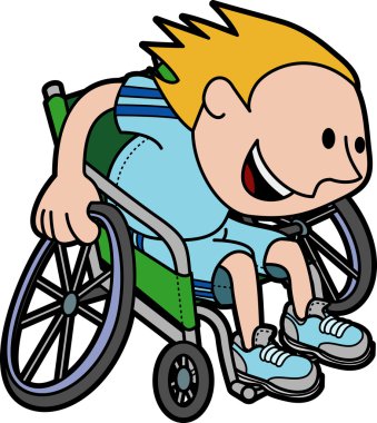 Illustration of boy racing in wheelchair clipart