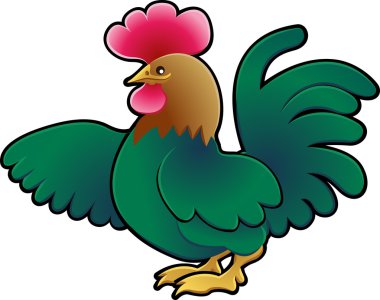 Cute Rooster Farm Animal Vector Illustration clipart