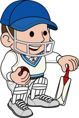 Illustration of cricketer clipart