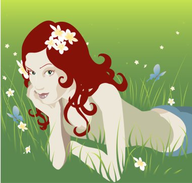 Lying in the grass clipart