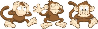 Hear no evil, see no evil, speak no evil monkeys illustration