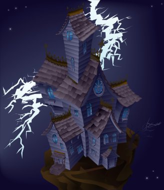 Illustration of haunted house