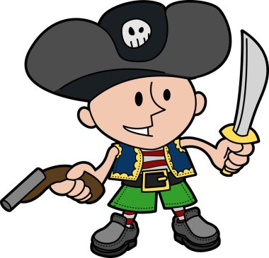 Illustration of boy in pirate costume clipart