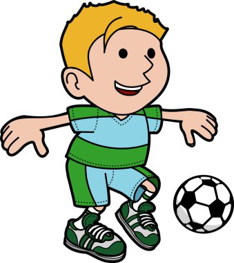 Illustration of boy playing soccer clipart