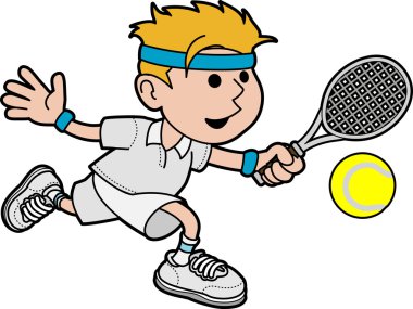 Illustration of male tennis player clipart