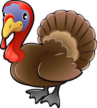 Cute Turkey Farm Animal Vector Illustration clipart